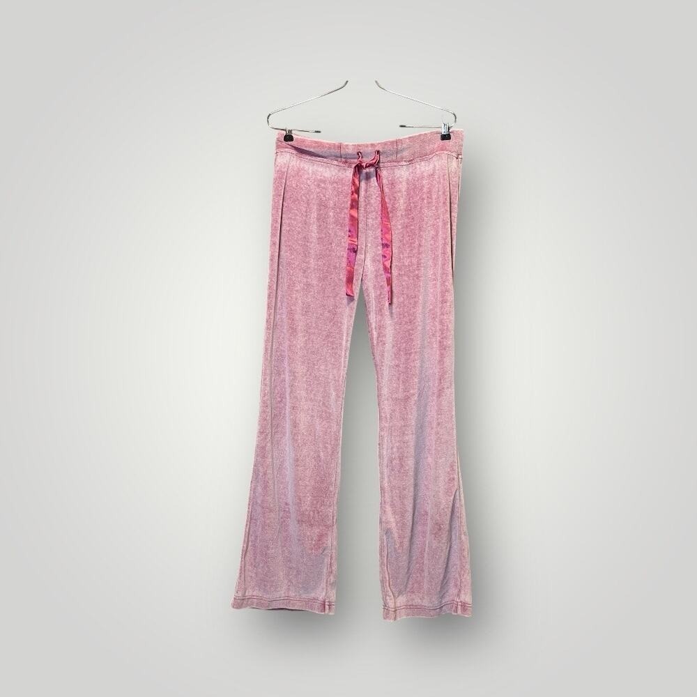 Te Verde Velour Pants Women Large Pink Retro Y2K Barbiecore Soft Loungewear Cozy
